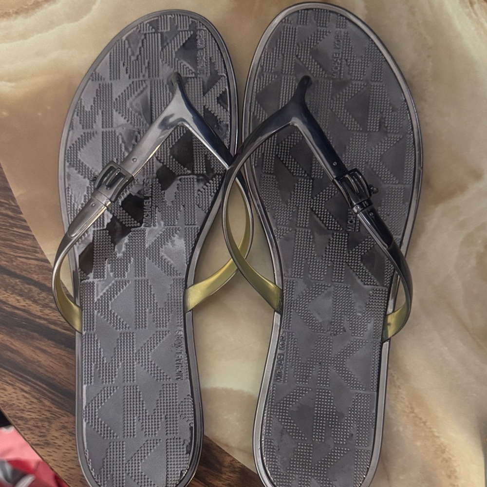 Michael Kors Black and Gold Sandals